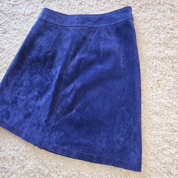 Anthropologie Button Front Mini Skirt Suede Leather sz4 - Picture 10 of 16